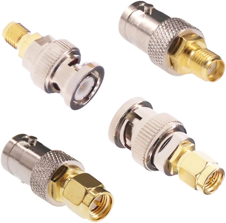 4 Piece BNC Male & Female to SMA Male & Female RF Connector Coaxial Adapter Kit