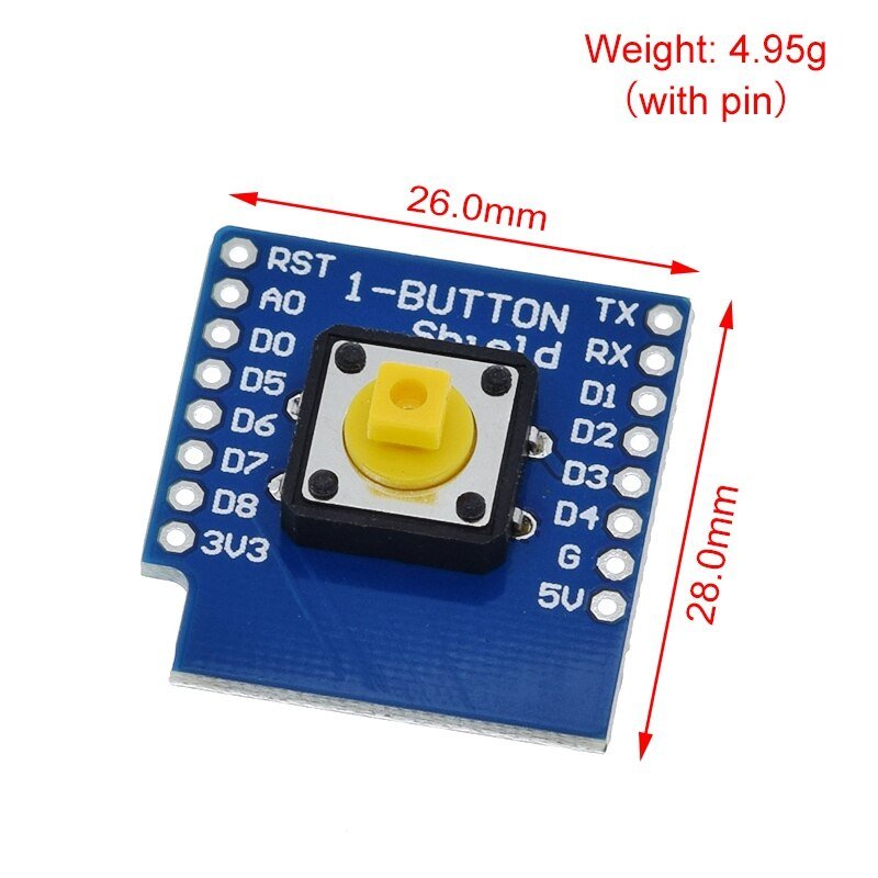 Button Shield for D1 Mini ESP8266 WiFi WeMos Module IoT Wireless Control