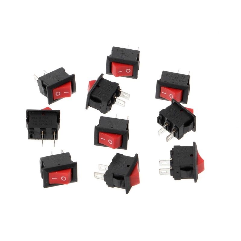 Mini Rocker Switch 2 PIN ON-OFF SPST 125VAC/6A 250VAC/3A Red KCD117S 2X/5X/10X