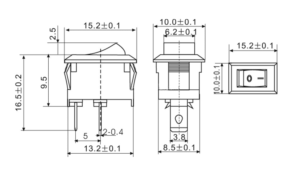 Mini Rocker Switch 3 PIN ON-OFF-ON SPDT 125VAC/6A 250VAC/3A Black 10mmx15mm KCD11 2X/5X/10X