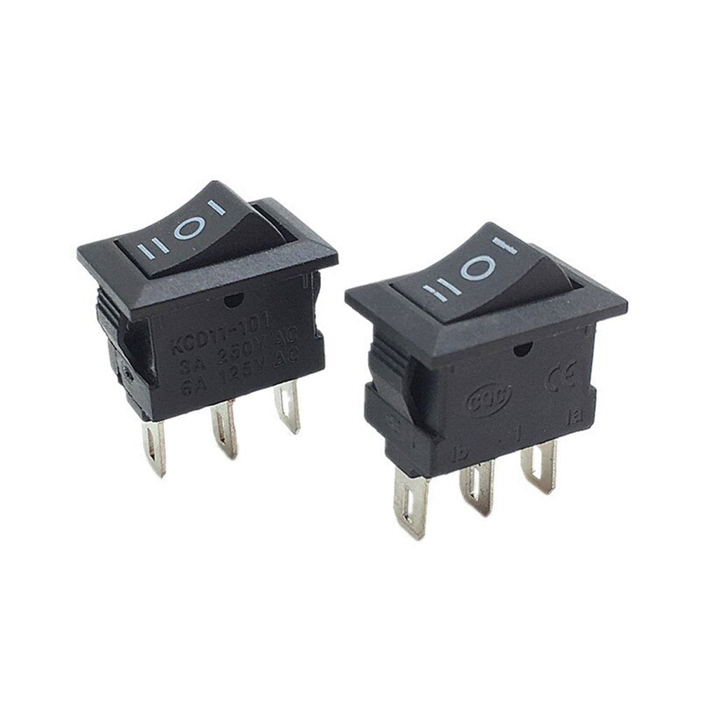 Mini Rocker Switch 3 PIN ON-OFF-ON SPDT 125VAC/6A 250VAC/3A Black 10mmx15mm KCD11 2X/5X/10X