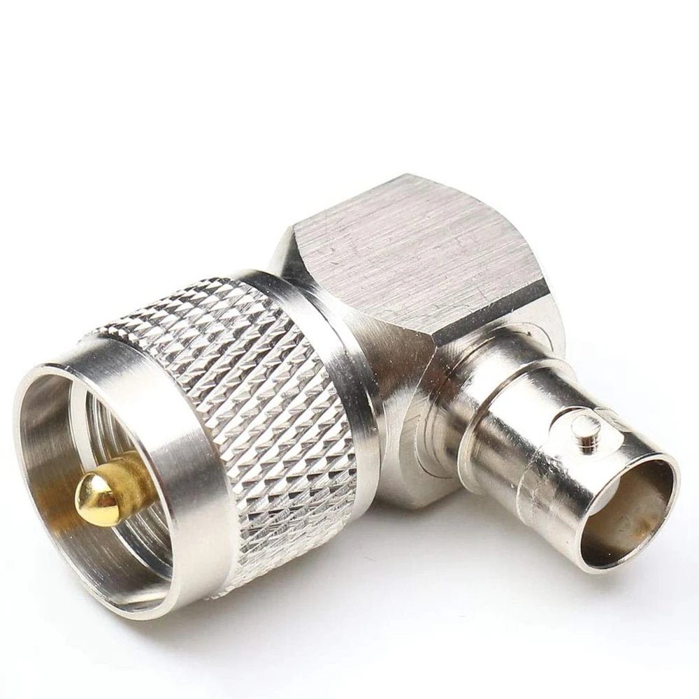 PL-259 UHF Male Plug to BNC Female Jack Right-Angle RF Adapter Connector