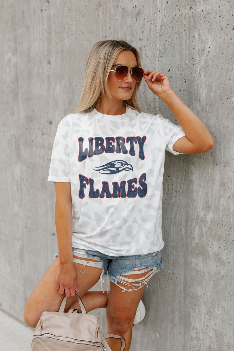 LIBERTY FLAMES CRUSHING VICTORY SUBTLE LEOPARD PRINT TEE
