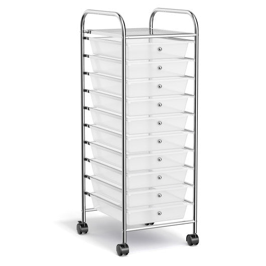 10 Drawer Rolling Storage Cart Organizer-Clear