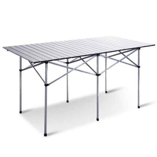 Aluminum Roll Up Folding Camping Rectangle Picnic Table