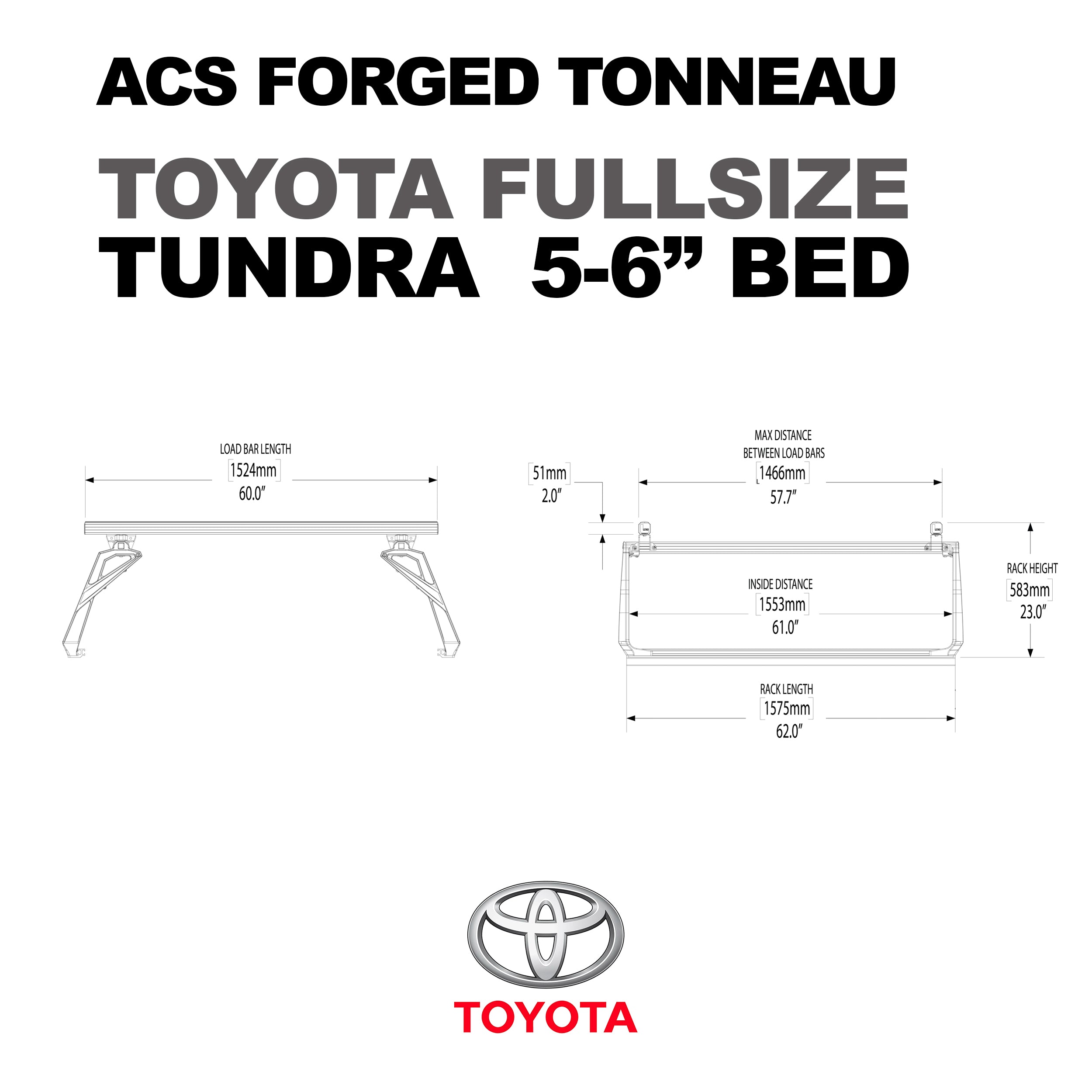 LEITNER DESIGNS ACS Forged Tonneau (Rails Only- Toyota)