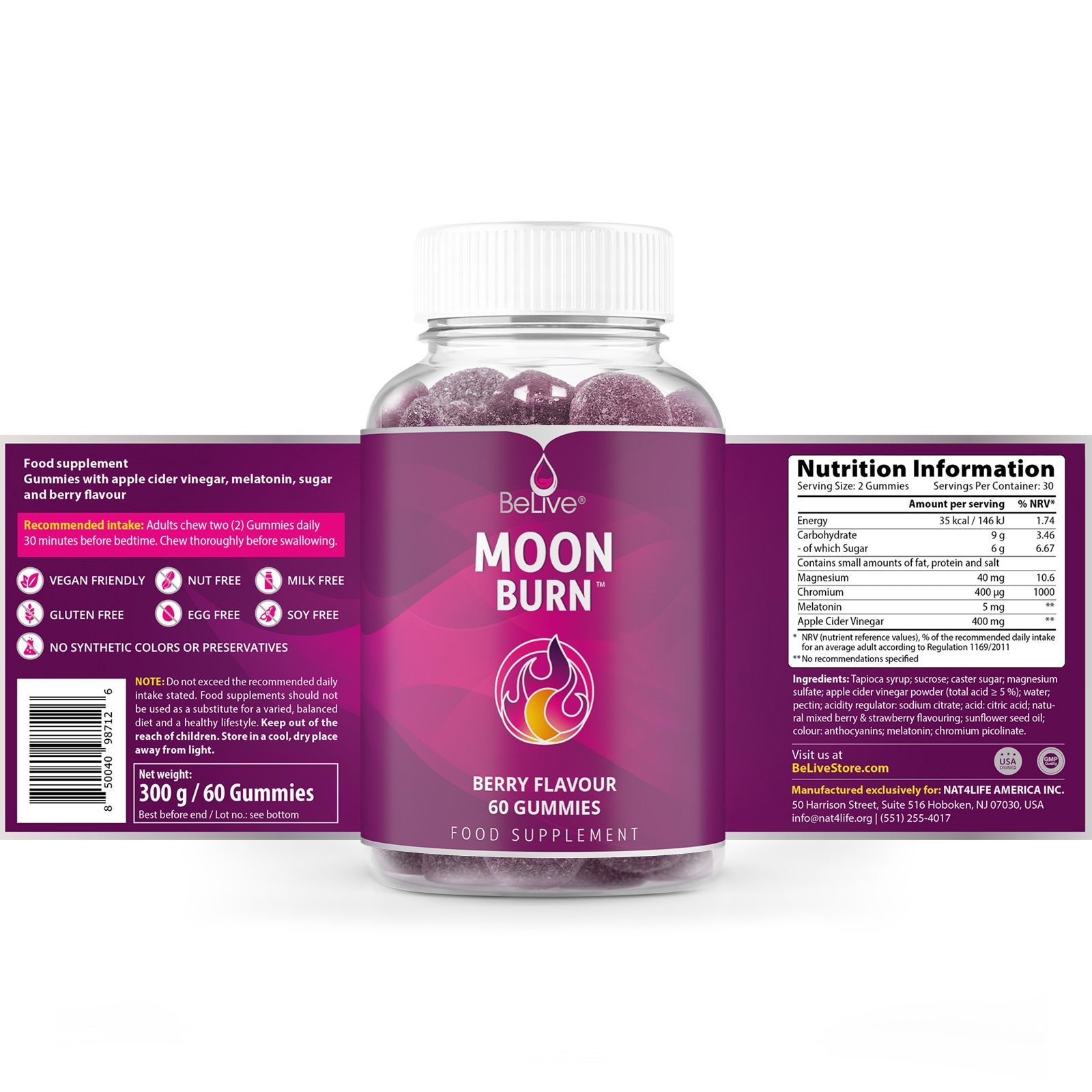 MoonBurn Melatonin and ACV Gummies