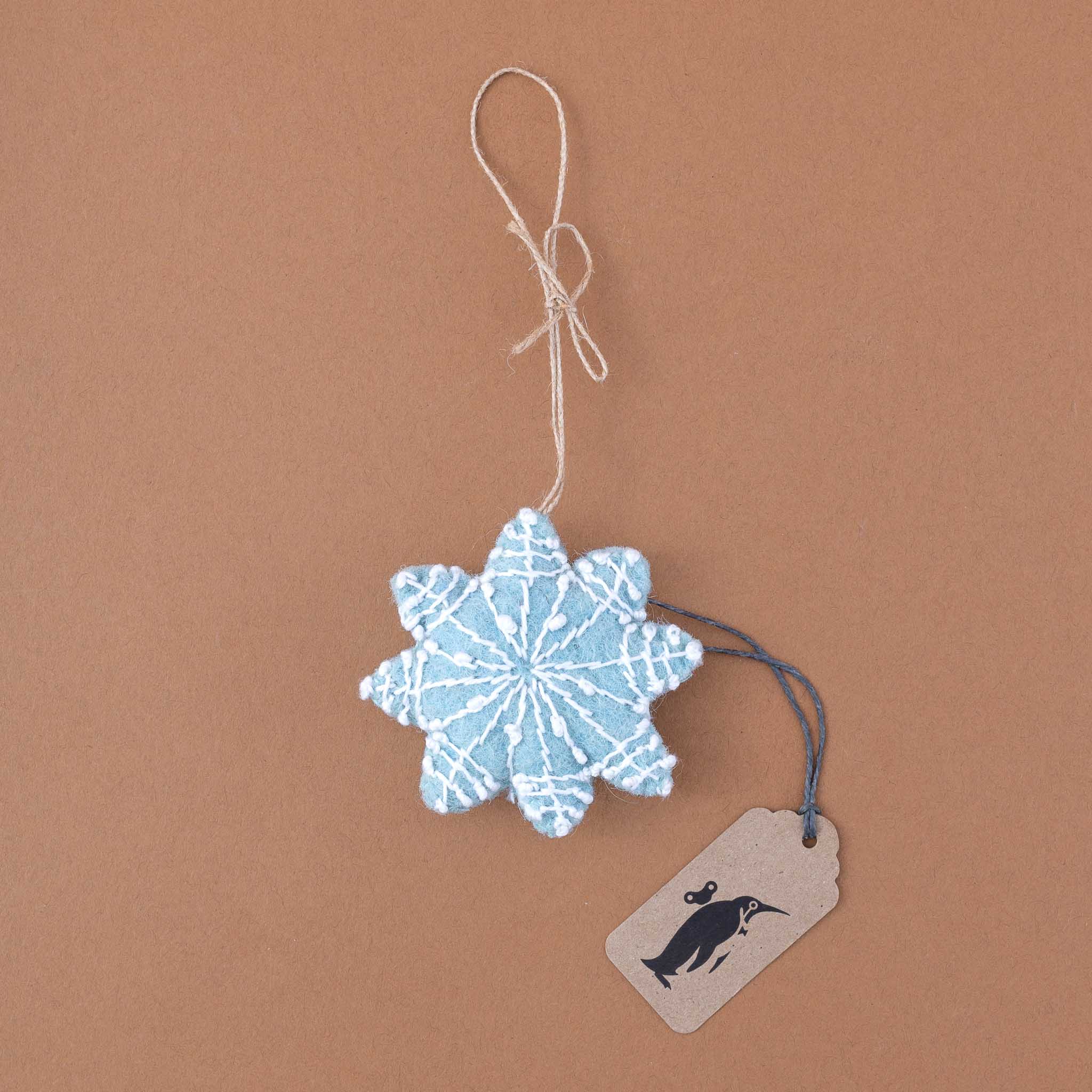 Felt Gingerbread Snowflake Ornament | Ice Blue