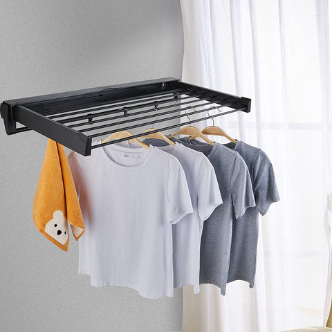 Collapsible Wall Mounted Clothes Drying Rack With 7 Drying Rails