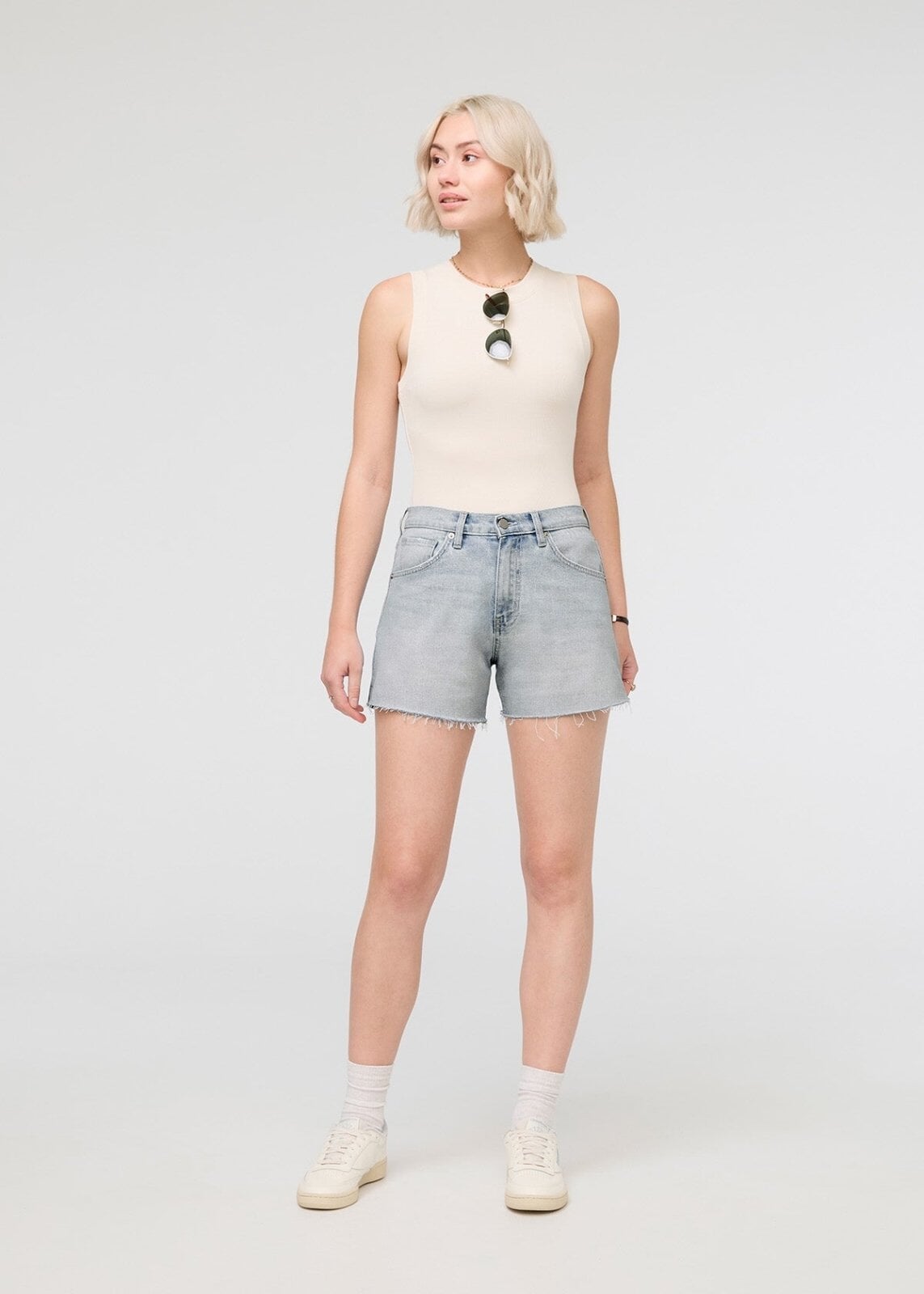 Midweight Denim High Rise A Line Short