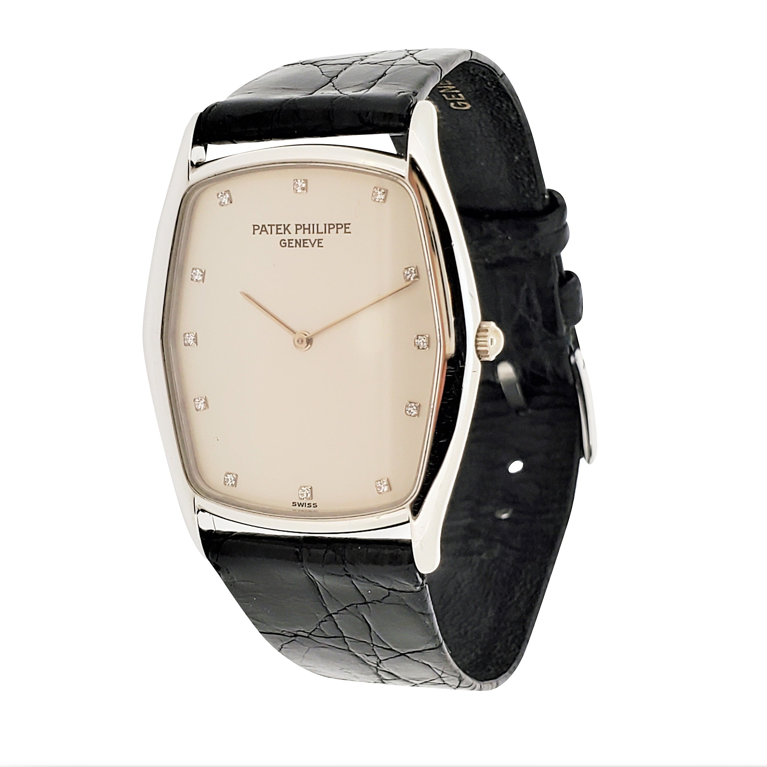 Patek Philippe 3842P Platinum Tonneau shaped Dress Watch, Circa 1992