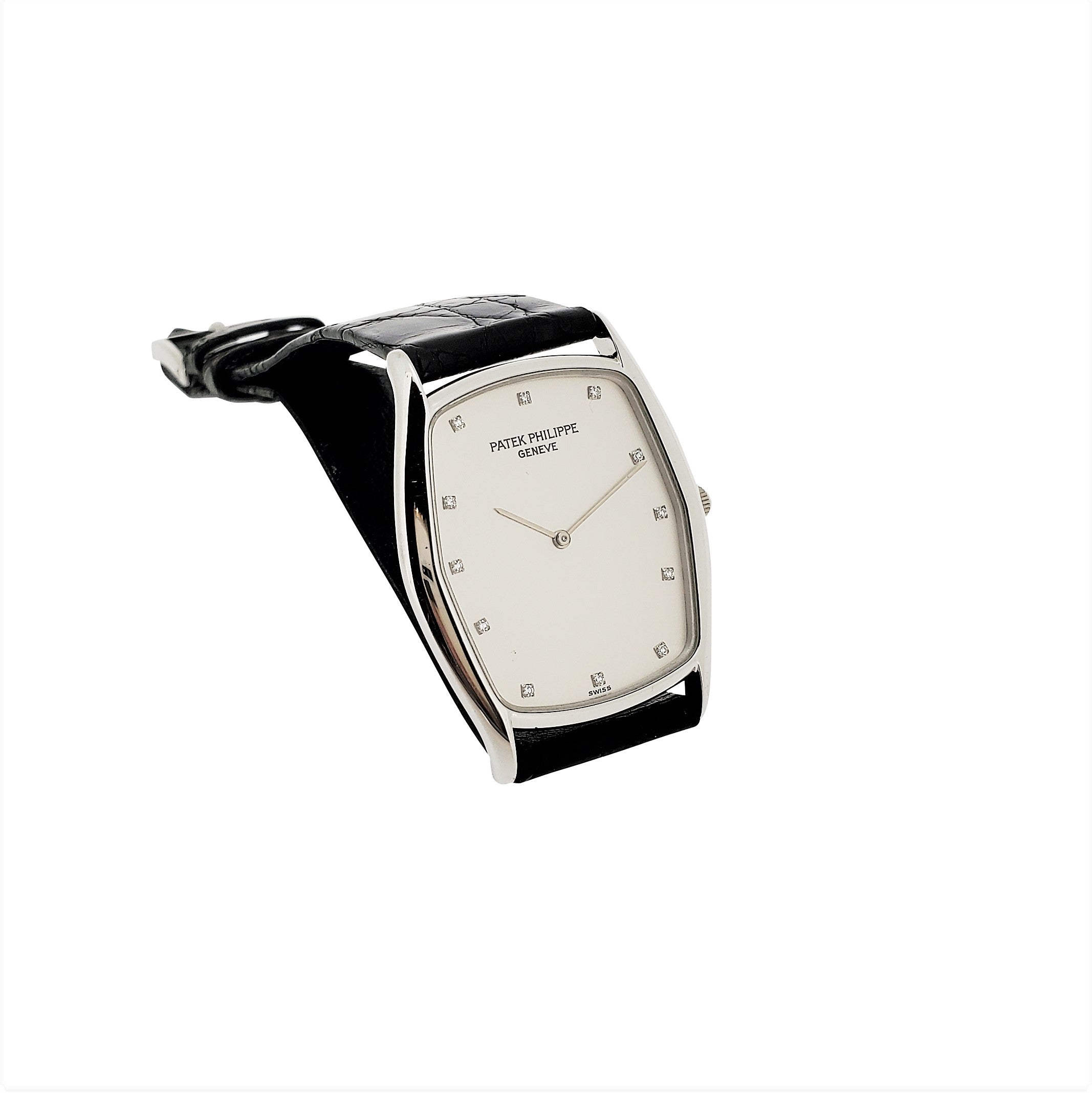 Patek Philippe 3842P Platinum Tonneau shaped Dress Watch, Circa 1992