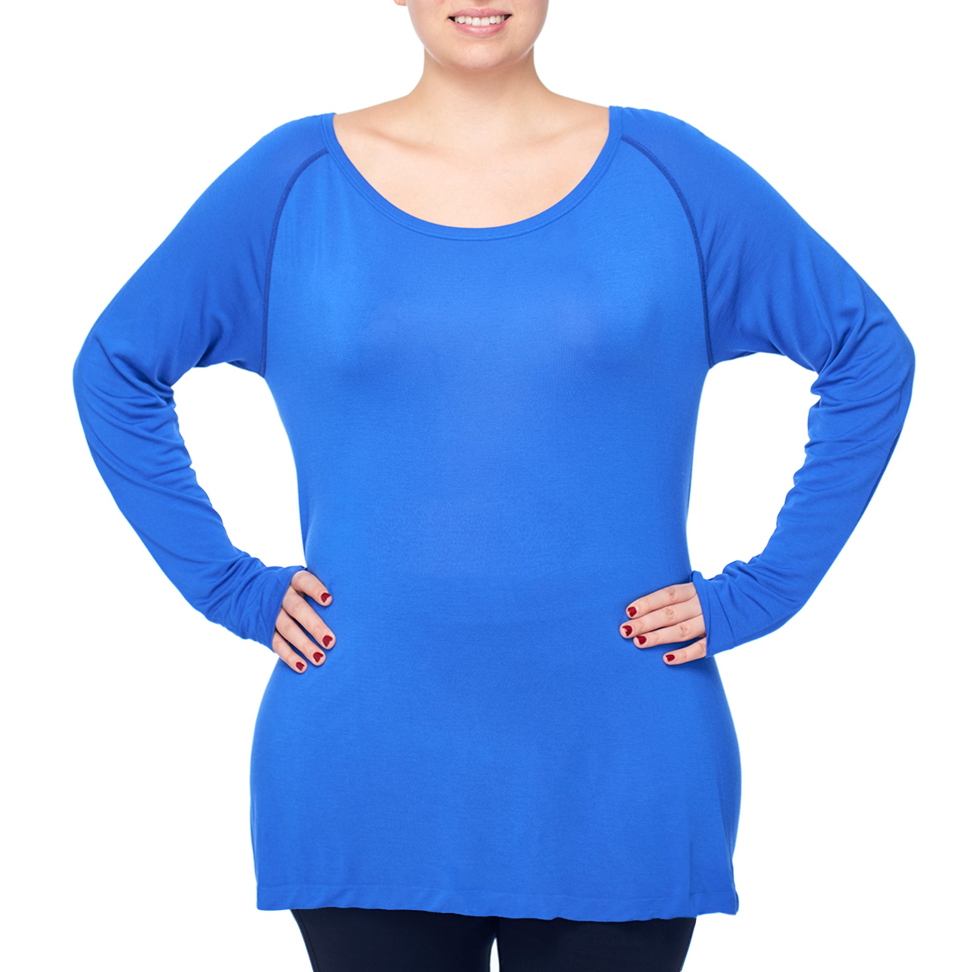 Under Control |Women Plus Size Active Viscose Drape Back Long Sleeve Top