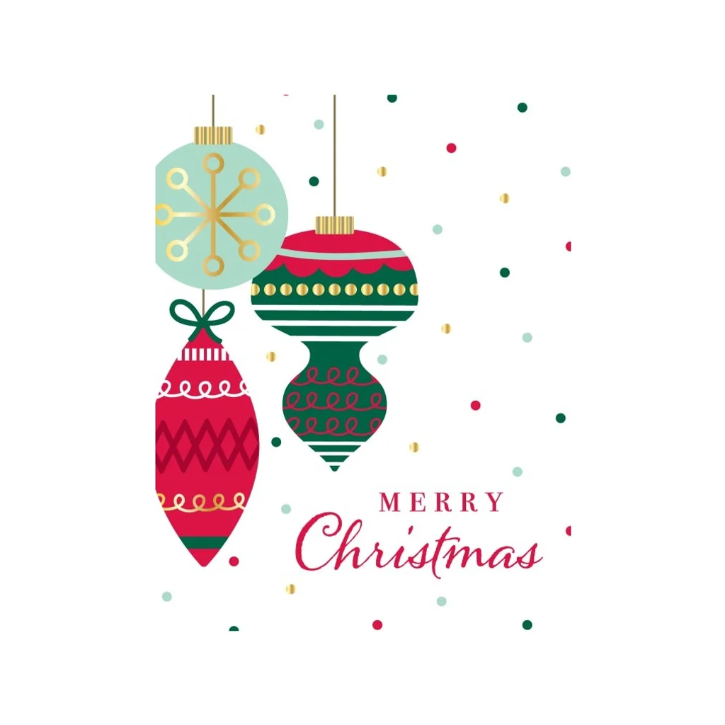 Merry Christmas Ornament Trio Christmas Card - Boxed Set Of 20
