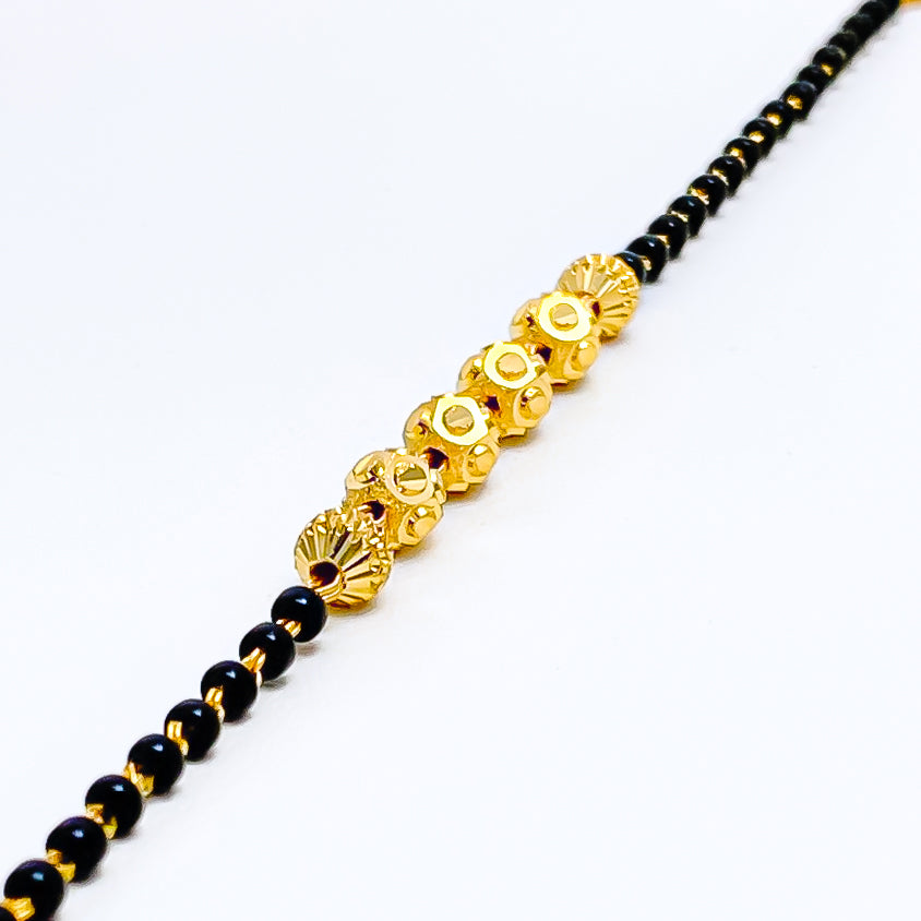 Refined Dotted 22k Gold Black Bead Bracelet