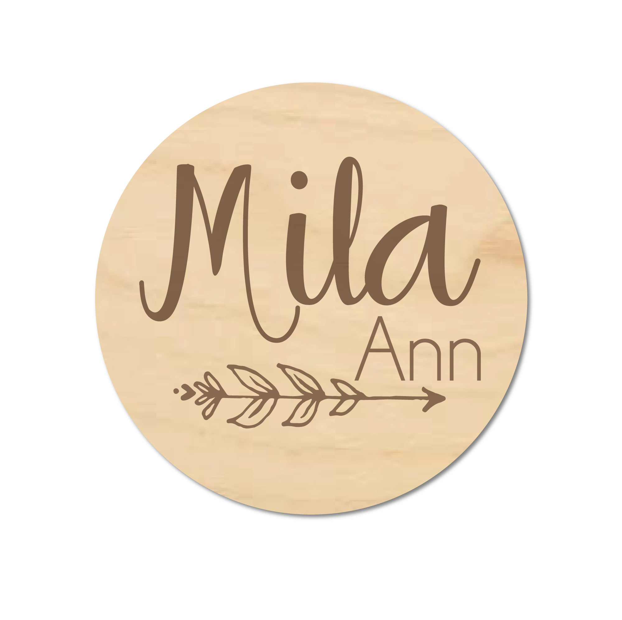 Engraved Wood Newborn Name Sign - Arrow