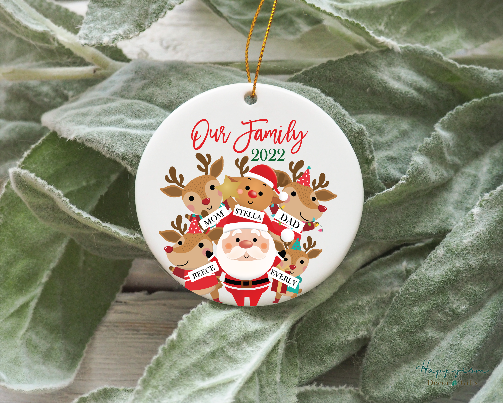 Christmas ornament - Family ornament - Family of 5 ornament - Design #117