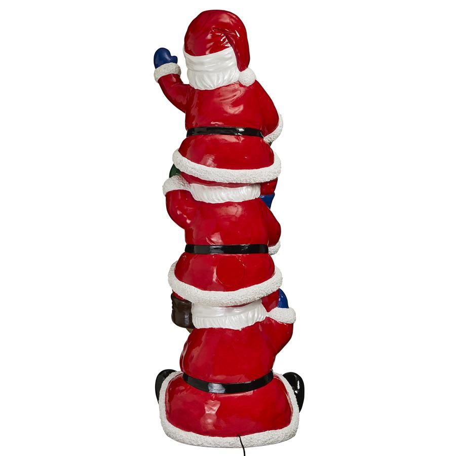 STACKED SANTAS ILLUMINATED STATUE