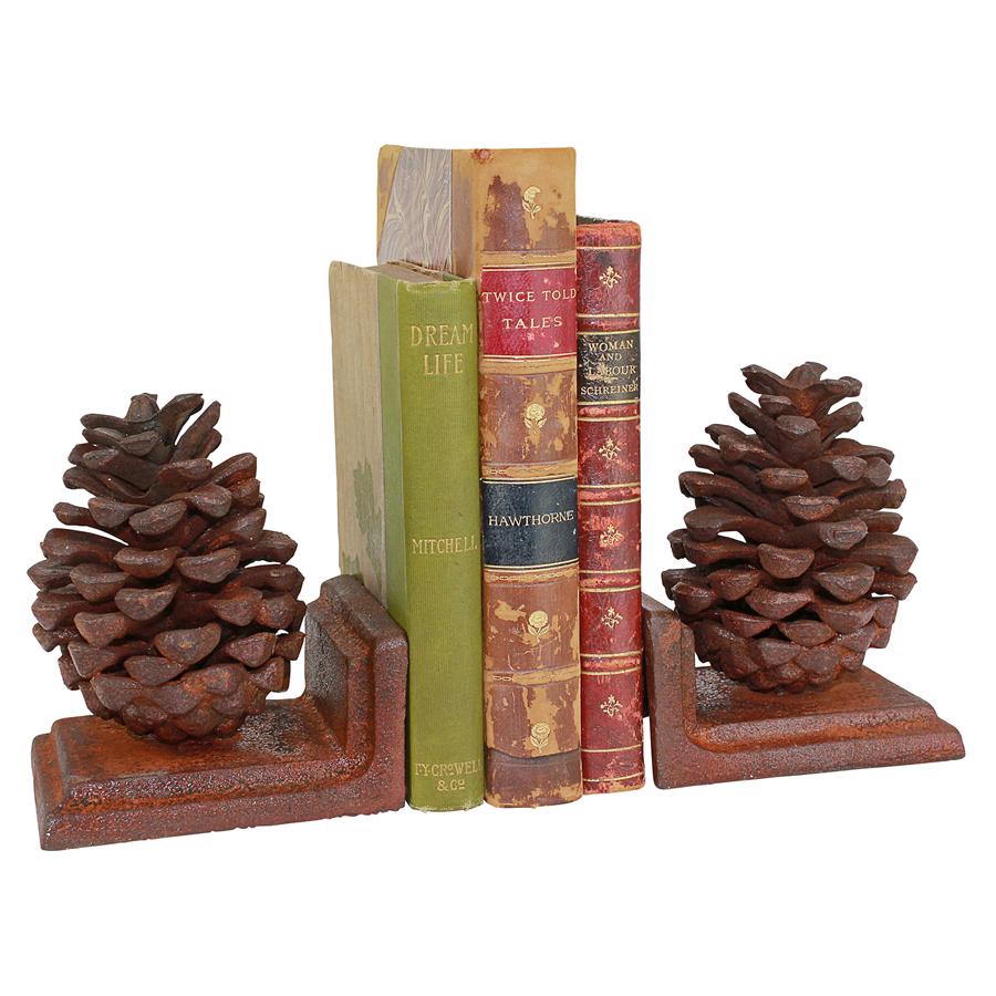 GRANDE PINECONE CAST IRON BOOKEND SET