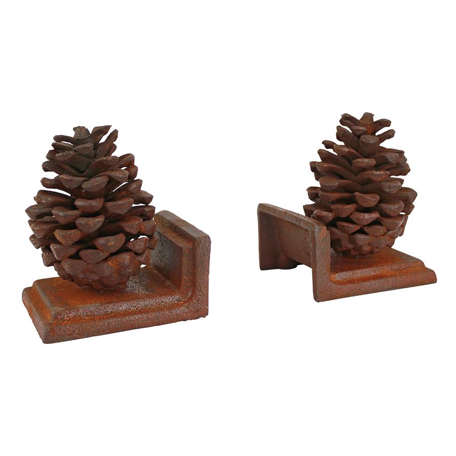 GRANDE PINECONE CAST IRON BOOKEND SET