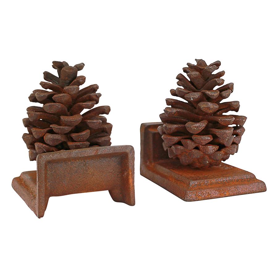 GRANDE PINECONE CAST IRON BOOKEND SET