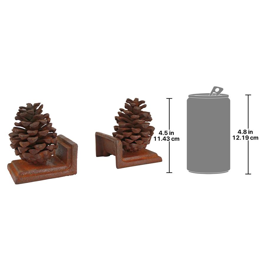 GRANDE PINECONE CAST IRON BOOKEND SET