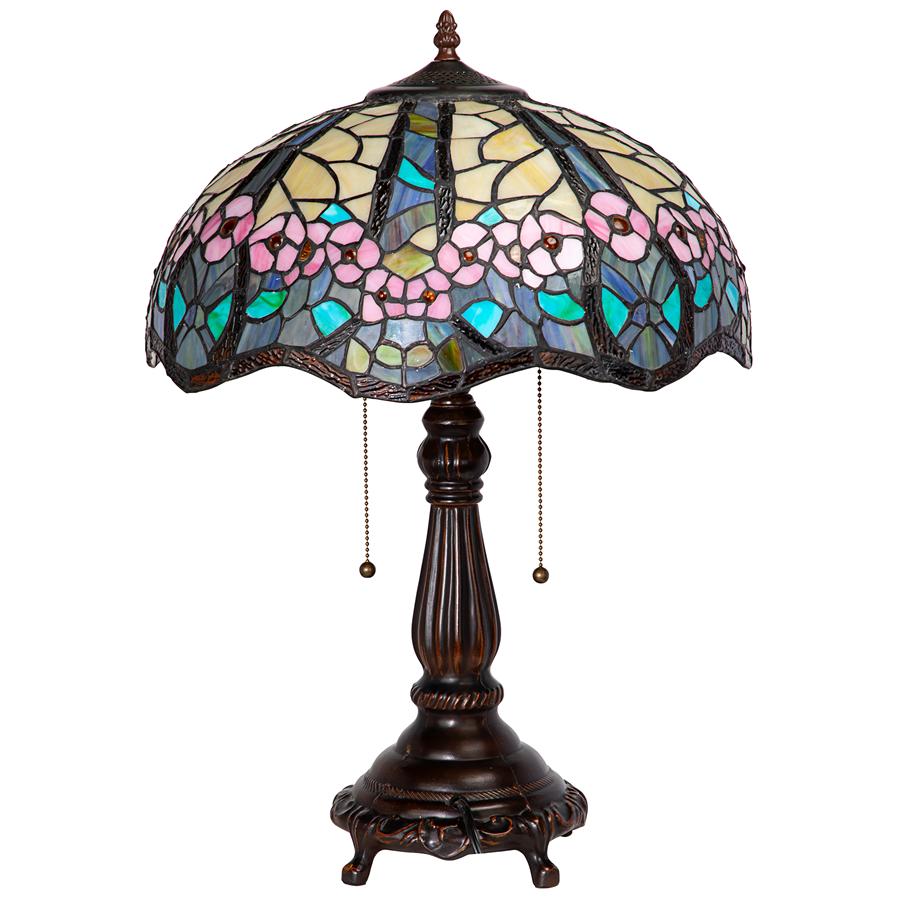 PINK PRIMROSE STAINED GLASS TABLE LAMP