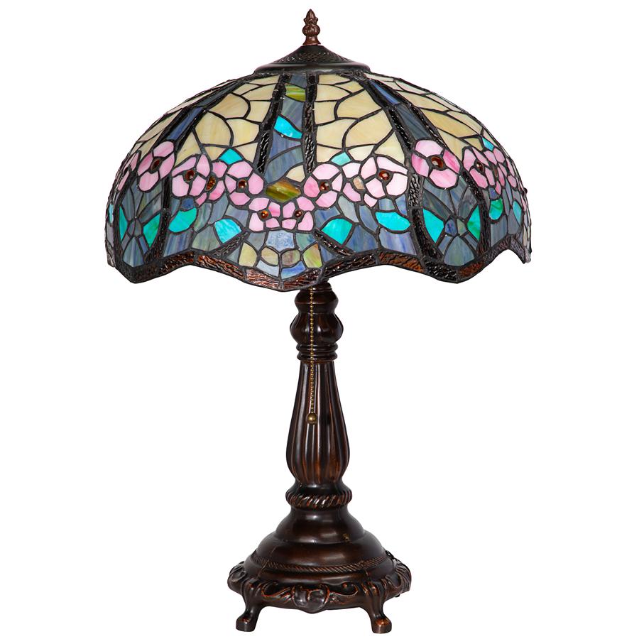 PINK PRIMROSE STAINED GLASS TABLE LAMP