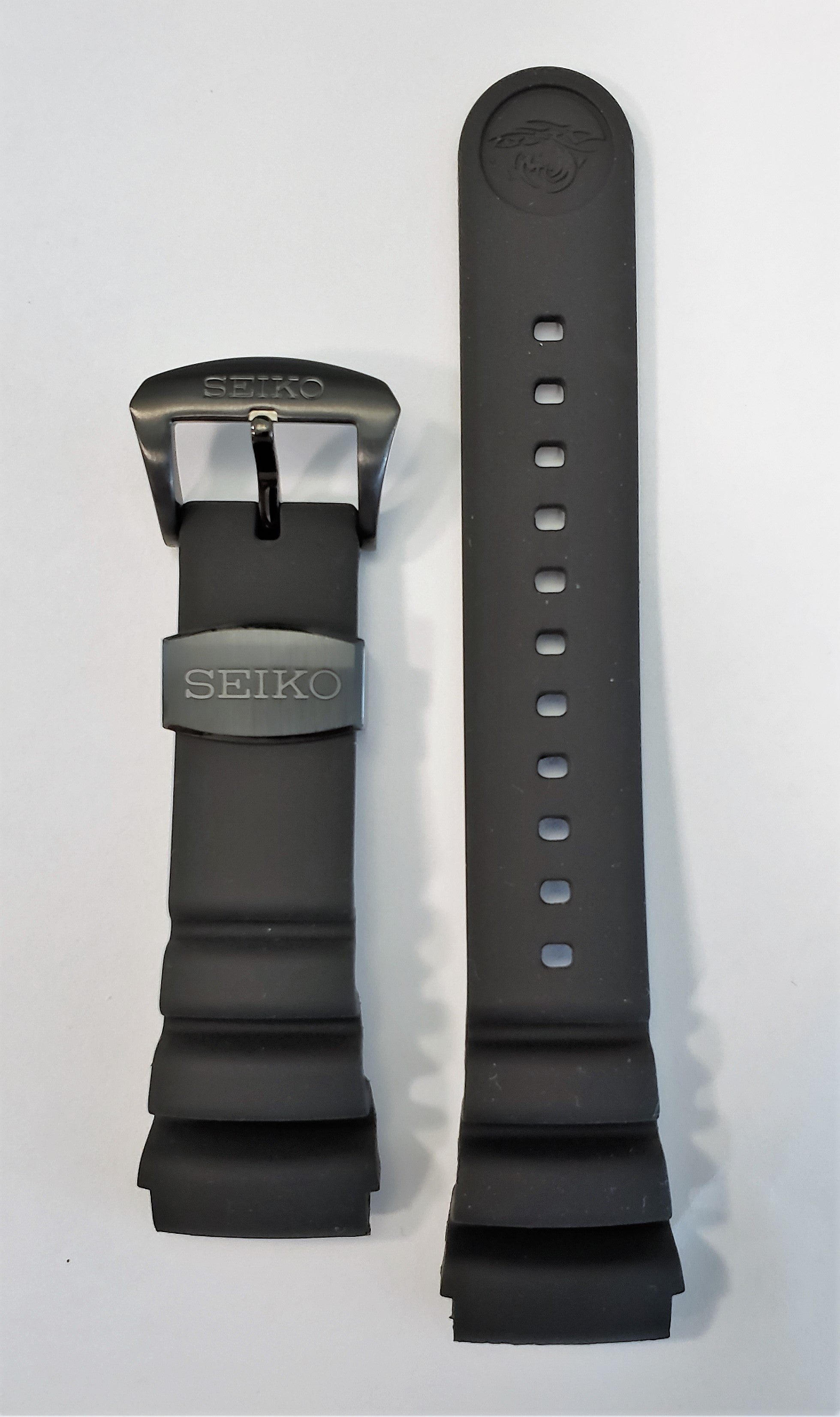 SEIKO Diver 24mm SUN023 Black Rubber Watch Band