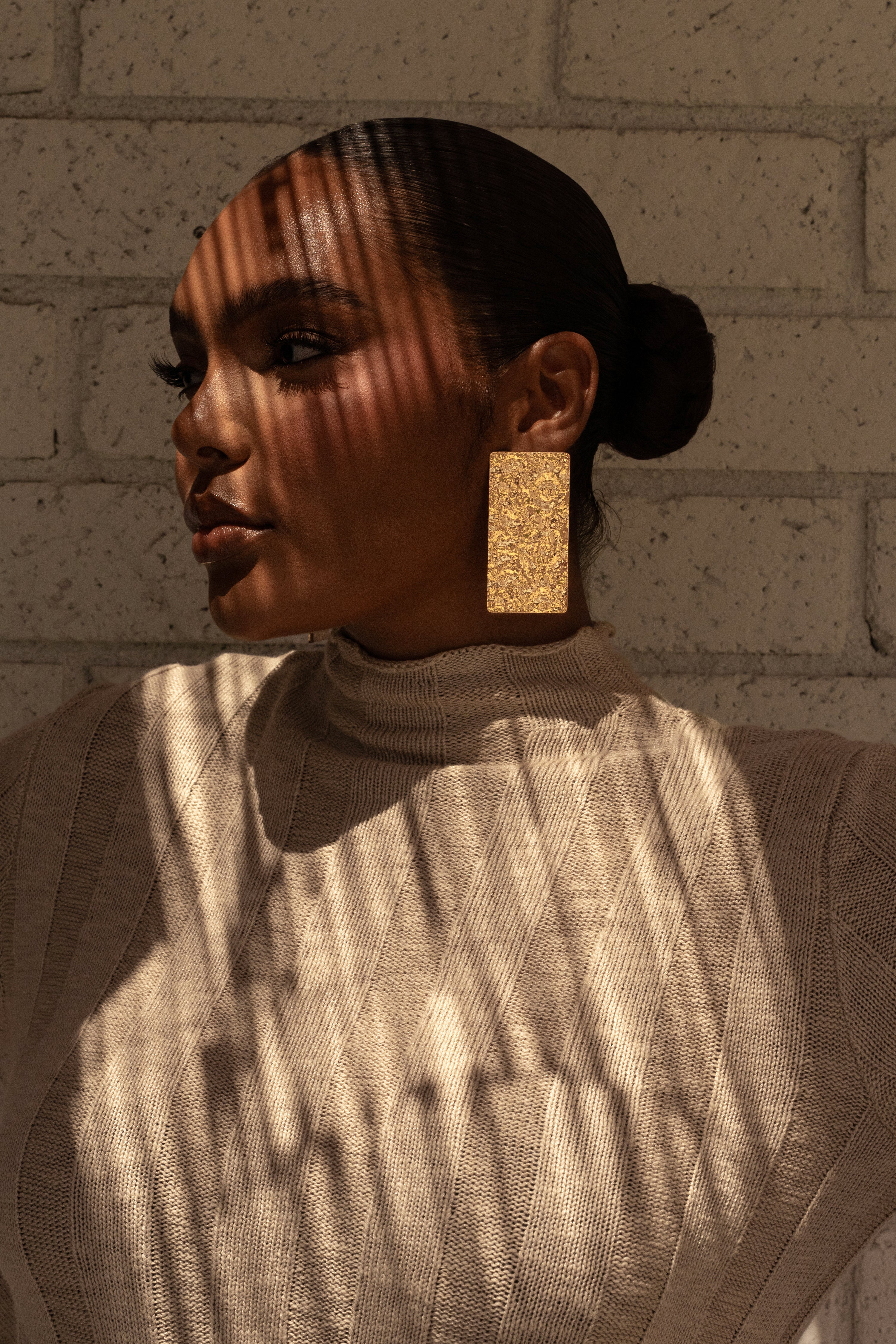 Gold Cali Textured Drop Earrings