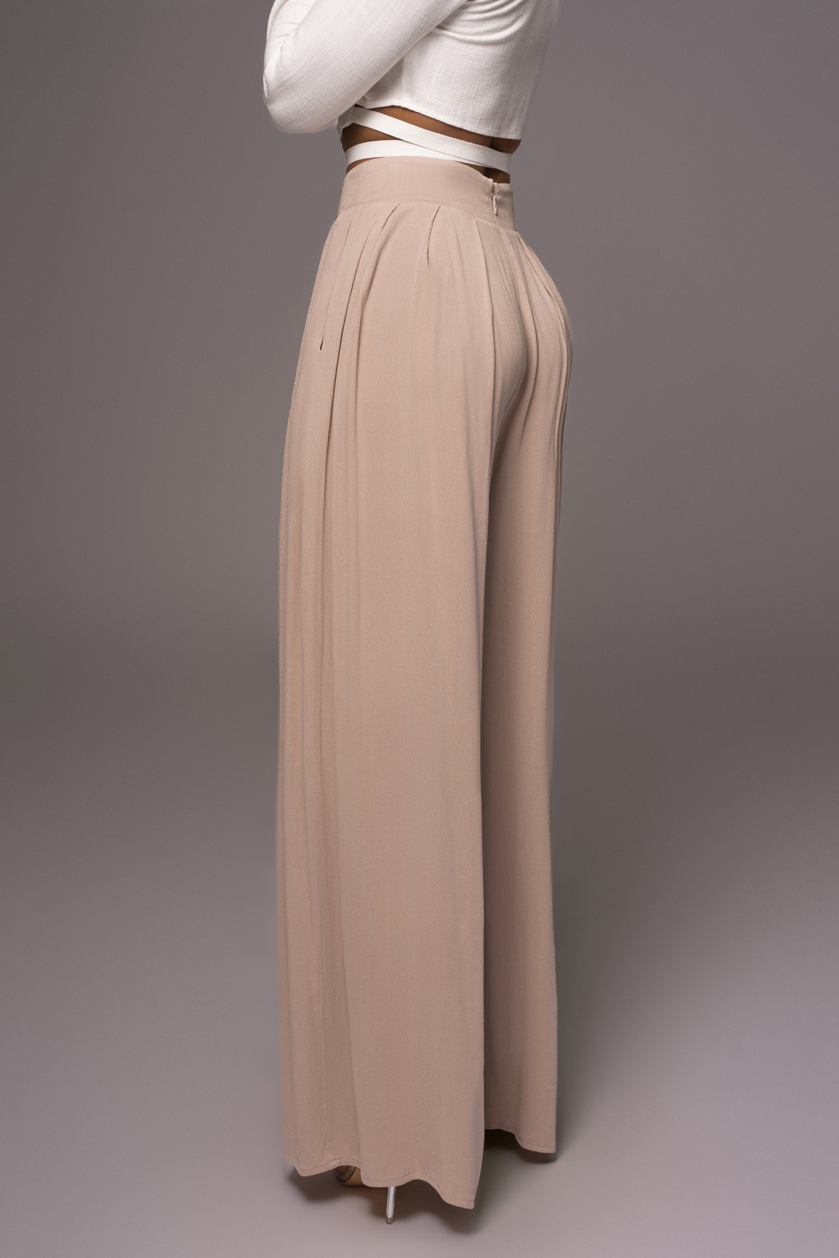 Beige After Sunset Pleated Pants