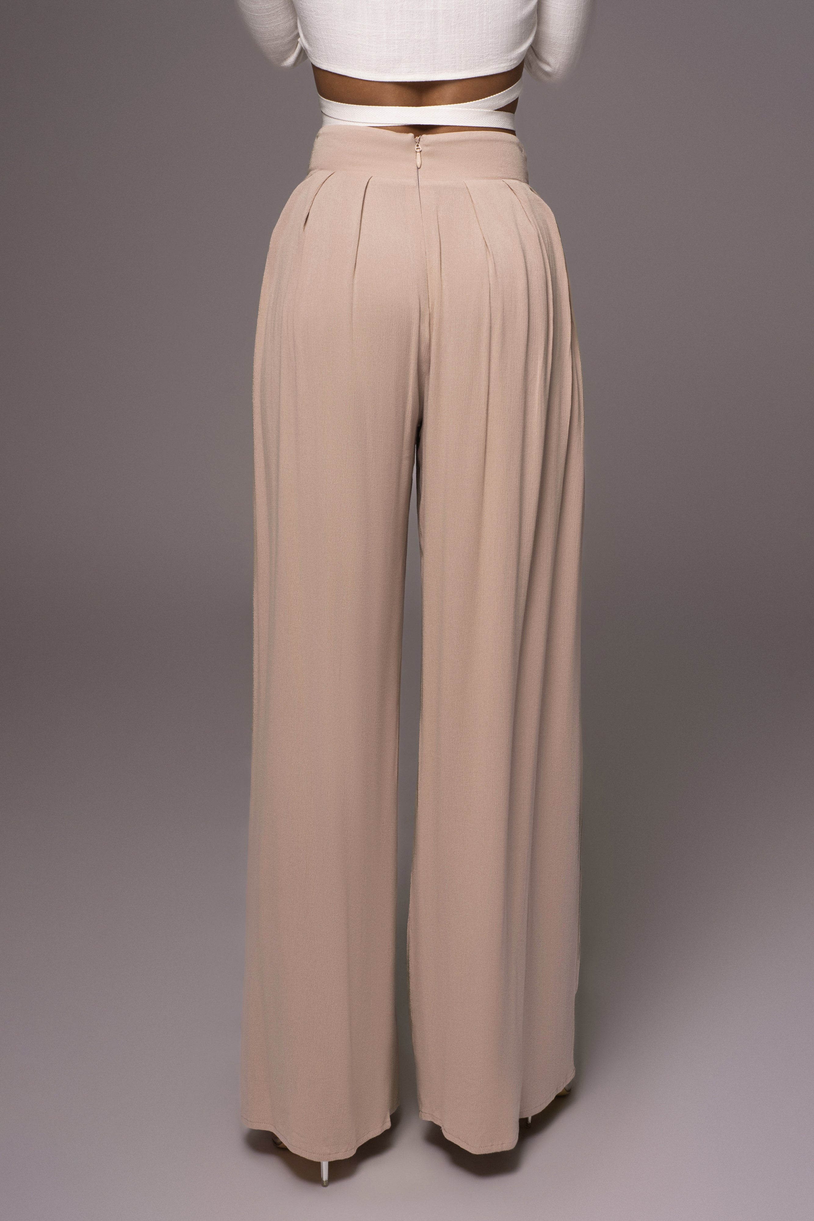 Beige After Sunset Pleated Pants