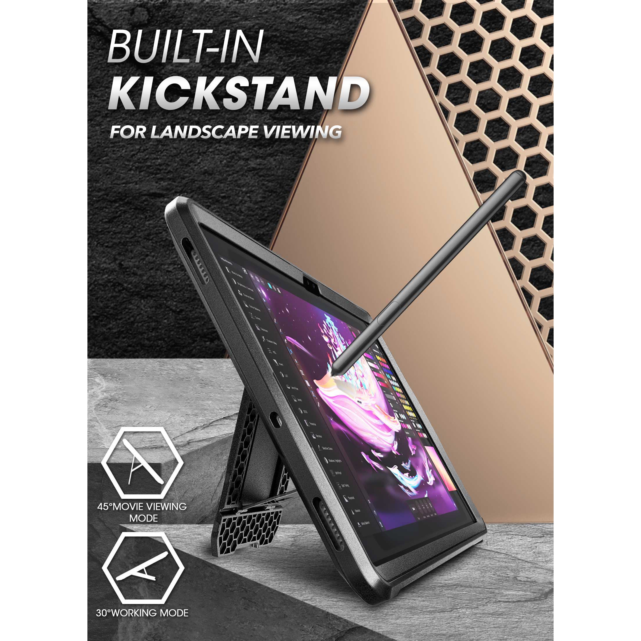 Galaxy Tab S9 FE Plus 12.4 inch (2023) Unicorn Beetle Pro Rugged Tablet Case-Black