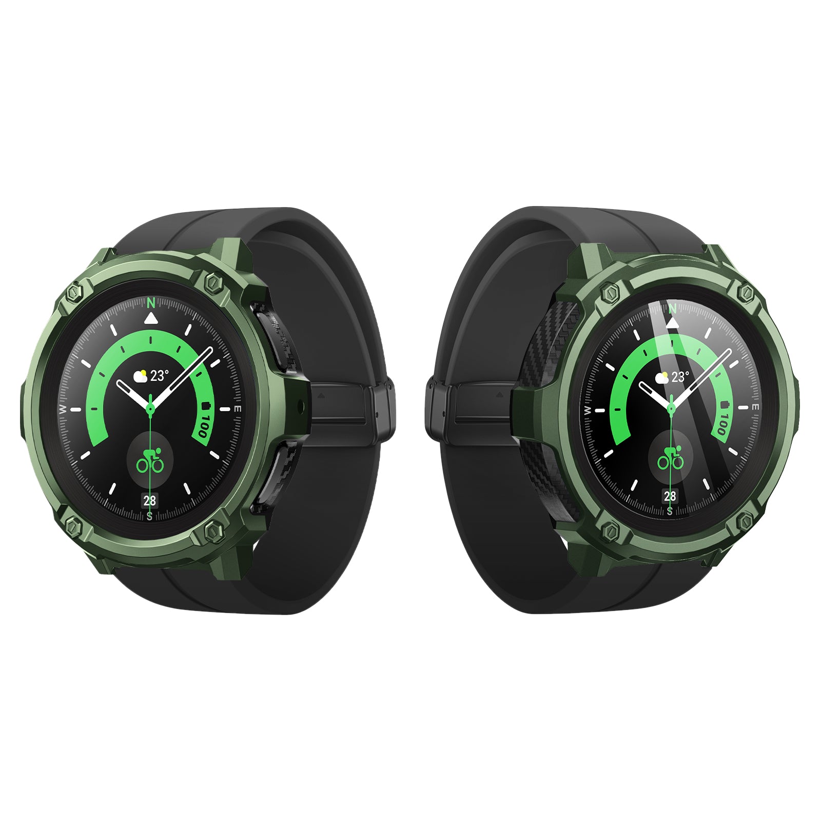 Galaxy Watch5 Pro 45mm Unicorn Beetle Rugged Case with Glass Screen Protectors-Dark Green