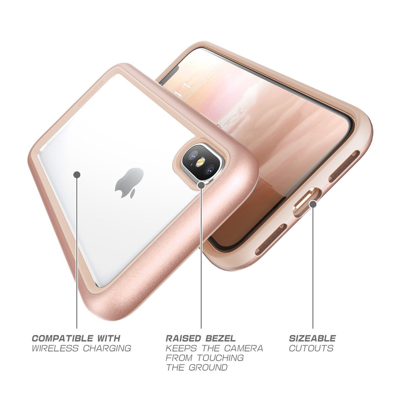 iPhone X / XS Unicorn Beetle Style Slim Clear Case-Blush Gold