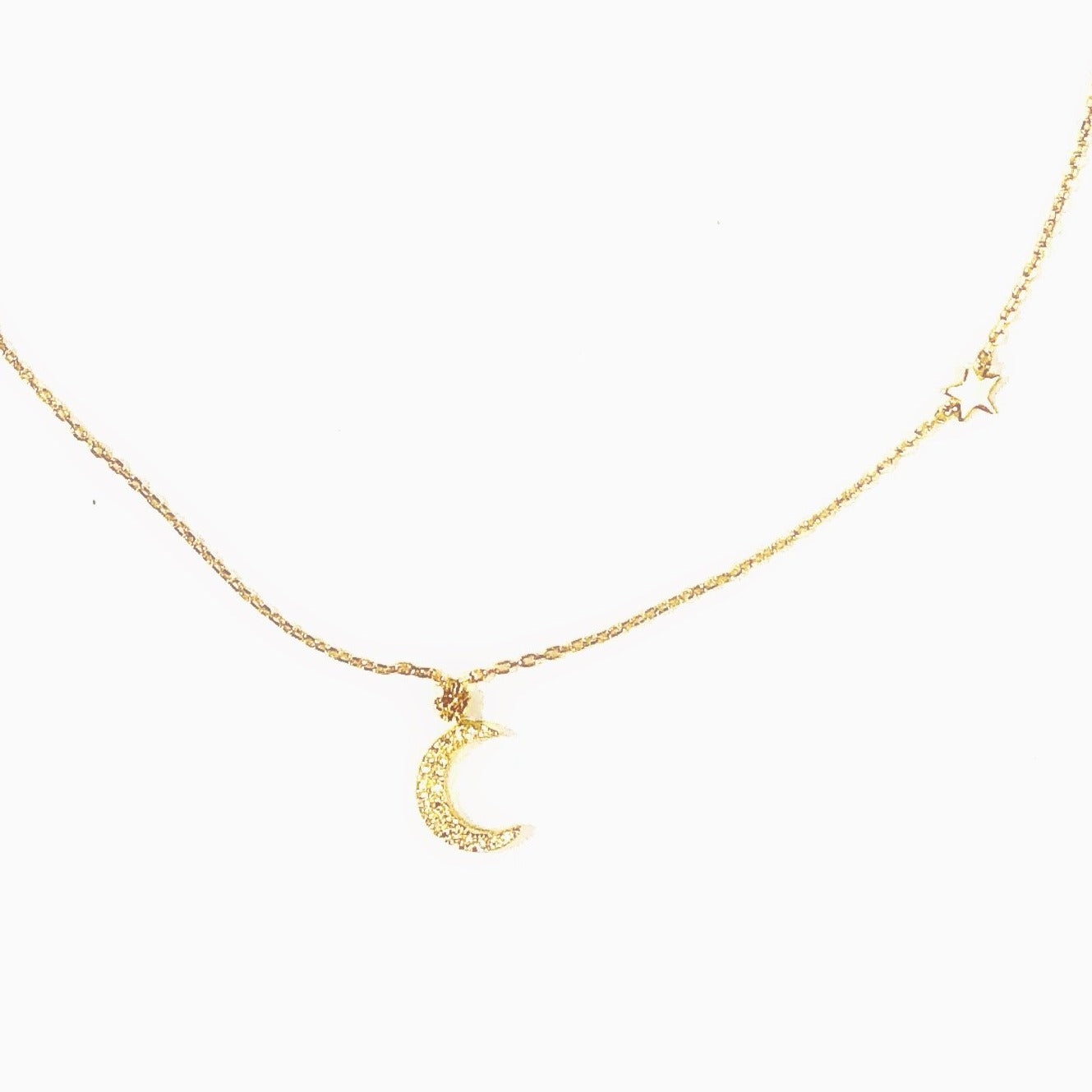 Hanging Moon + Star Necklace (sterling silver or 16K gold)