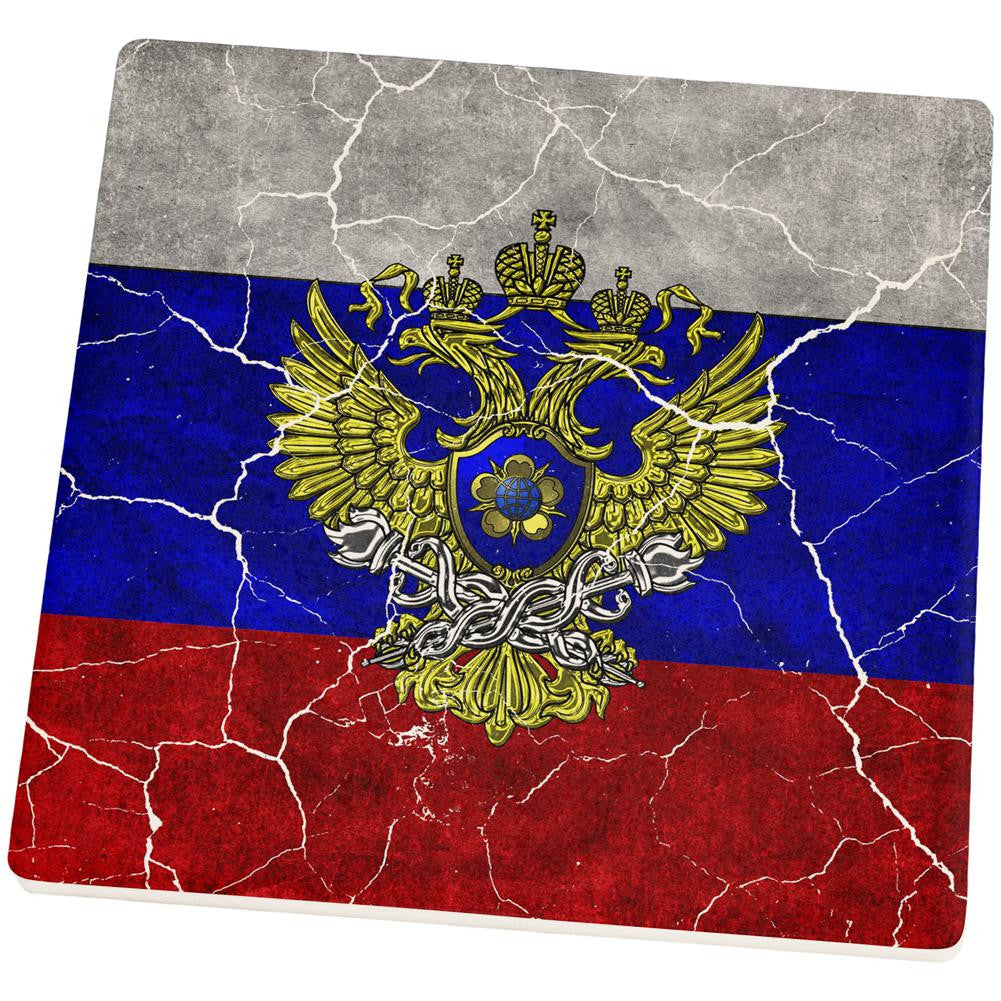 Distressed Russian Imperial Flag Set of 4 Square Sandstone Coasters