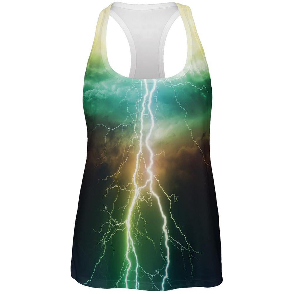 Colorful Lightning All Over Womens Racerback Tank Top
