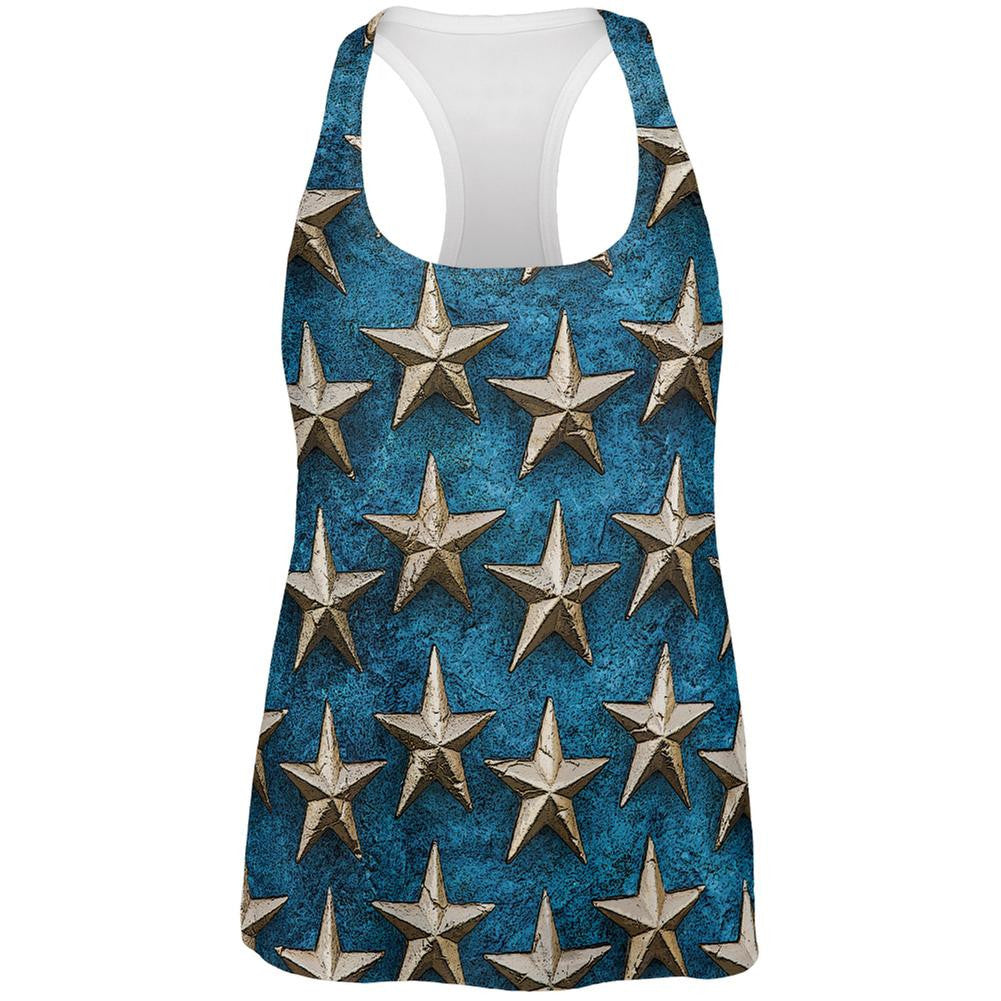 Metal Stars All Over Womens Racerback Tank Top