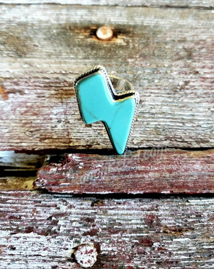 Turquoise Bolt Adjustable Ring #4562