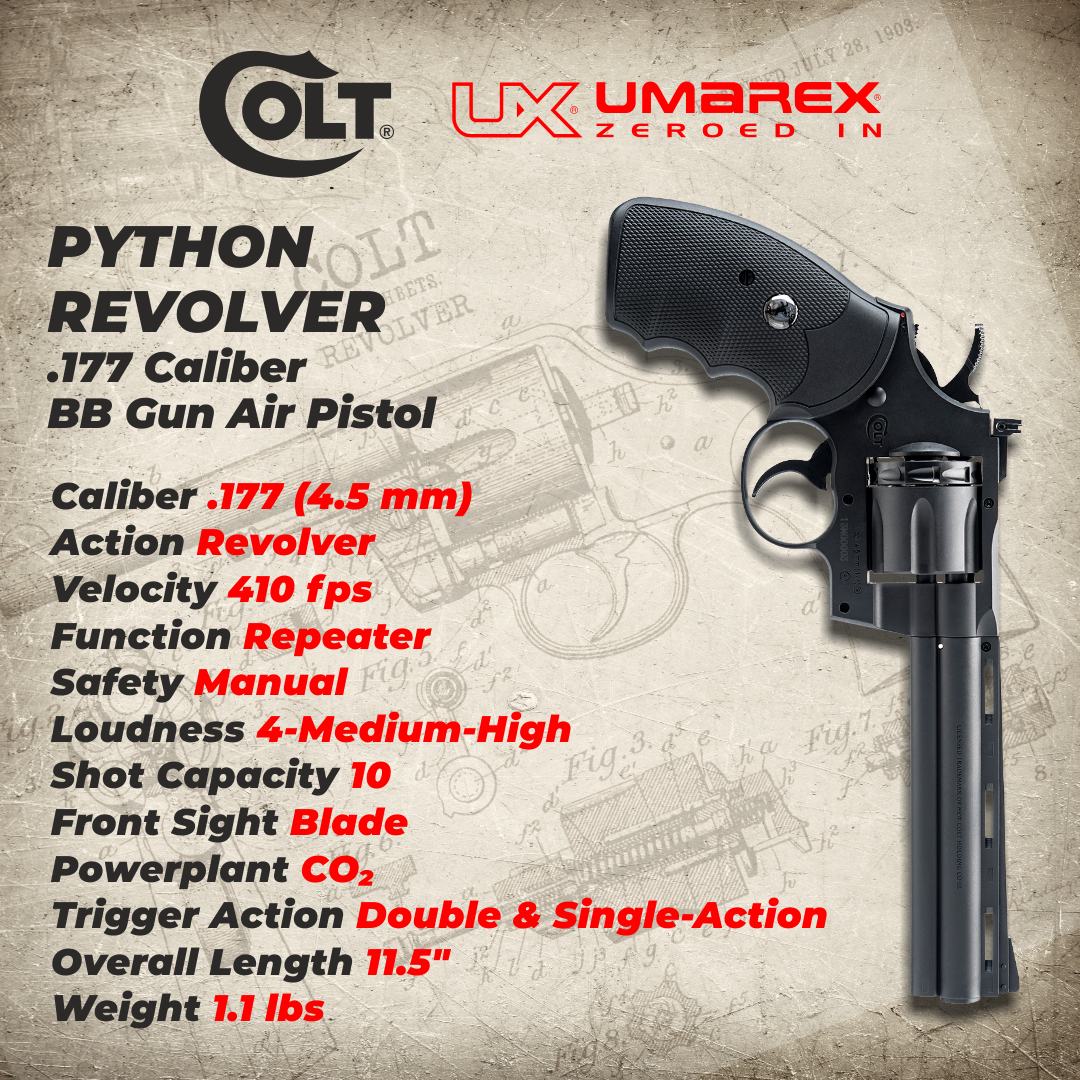 Colt Python Revolver .177 Caliber BB Gun Air Pistol with Wearable4U Bundle