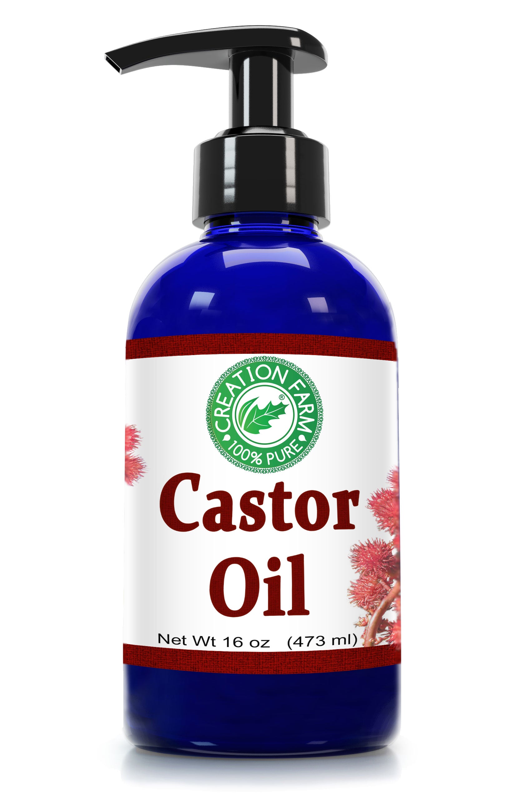 Castor Seed Oil Cold Pressed 8 oz U.S.P.  with pump by Creation Farm