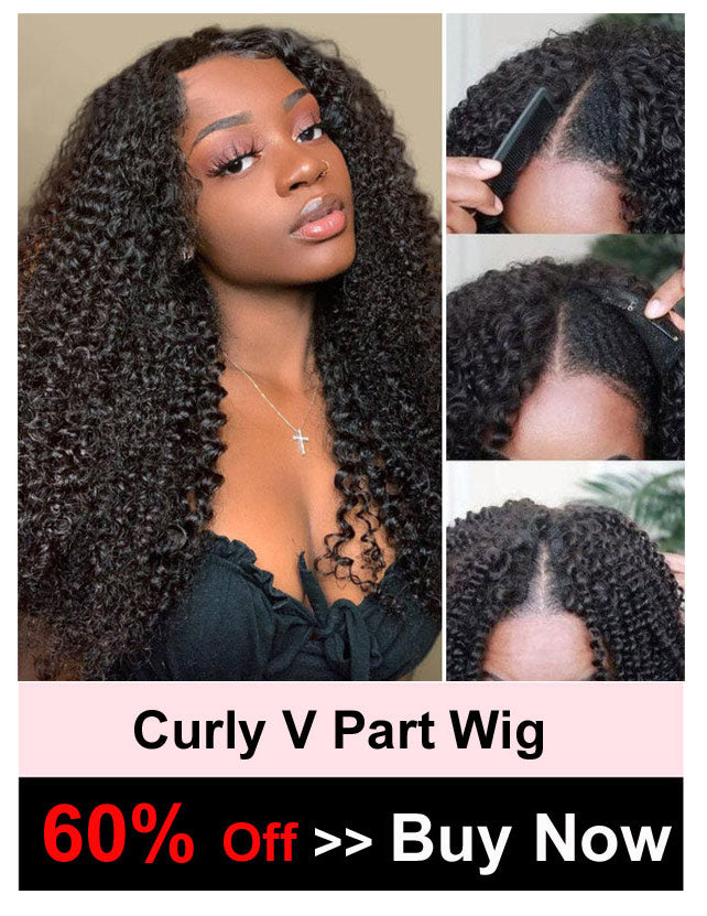 Curly V part Wig