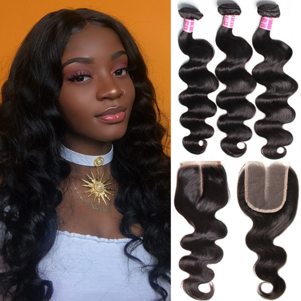 Brazilian Body Wave Hair 3 Bundles With Closure That Uses Afterpay