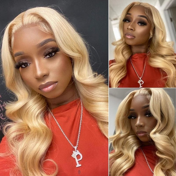 Klaiyi 613 Honey Blonde Wig Body Wave 12-24 Inches Lace Front Virgin Human Hair Wigs