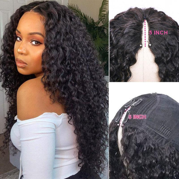 Klaiyi Curly Thin Part Wigs Meet Real Scalp Upgraded U Part Wigs No Leave Out No Glue Beginner Friendly to Thin Hair