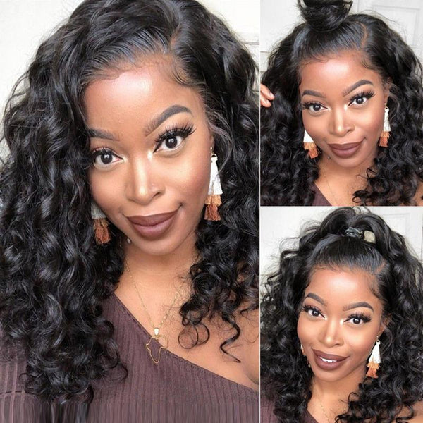 Klaiyi Fumi Bouncy Curly 13x4 Lace Front Wigs Pre Plucked Bleached Knots Human Hair Wigs