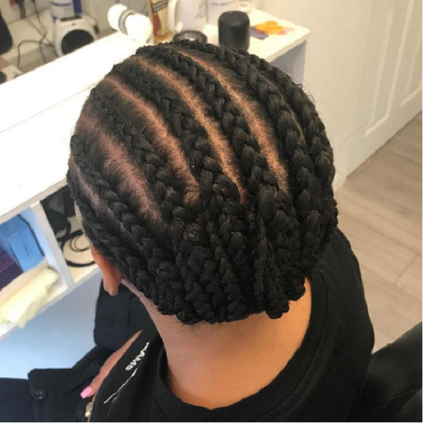braid short hair into corn rows or mold