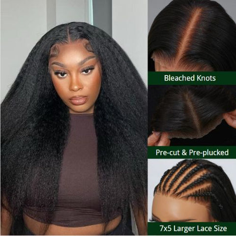 kinky straight lace front wig