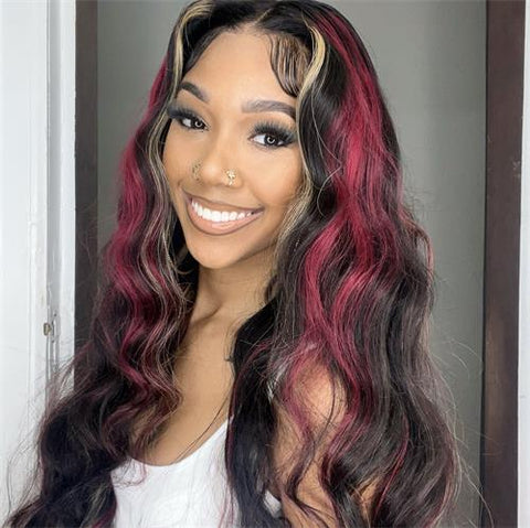 red highlight wig